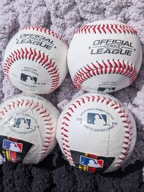MLB White Baseballs with Red Stitching - Pack of 4